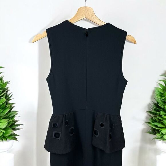 Tibi Wool / Cashmere Peplum Sheath Dress with Embroidered Eyelet Detail - Picture 5 of 9